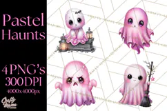Halloween Clipart PNG, Pink Pastel Goth Halloween Ghost Product Image 1
