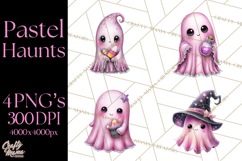 Halloween Clipart PNG, Pink Pastel Goth Halloween Ghost Product Image 1