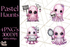 Halloween Clipart PNG, Pink Pastel Goth Halloween Ghost Product Image 1