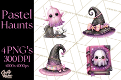 Halloween Clipart PNG, Pink Pastel Goth Halloween Ghost Product Image 1