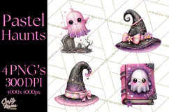 Halloween Clipart PNG, Pink Pastel Goth Halloween Ghost Product Image 1