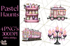 Halloween Clipart PNG, Pink Pastel Goth Halloween Ghost Product Image 1