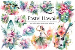 Tropical Hawaii watercolor cliparts , Tropical Summer Bundle Product Image 1