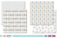 Adorable pastel gnome and love heart digital papers perfect for Valentine’s cards, planners, and packaging.