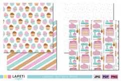 Baking kitchen digital paper with mixer oven rolling pin whisk and utensils