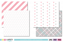 Cute pastel heart and xoxo digital paper set