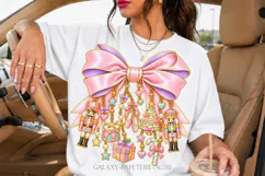 Pastel Nutcracker Bow PNG with Pink Ballet Charms Product Image 1
