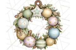 Pastel Christmas Ornaments Watercolor PNG Product Image 2