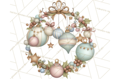 Pastel Christmas Ornaments Watercolor PNG Product Image 5
