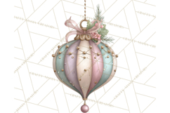 Pastel Christmas Ornaments Watercolor PNG Product Image 4