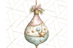 Pastel Christmas Ornaments Watercolor PNG Product Image 2