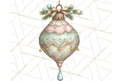 Pastel Christmas Ornaments Watercolor PNG Product Image 3