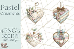 Pastel Christmas Ornaments Watercolor PNG Product Image 1