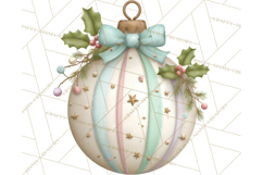 Pastel Christmas Ornaments Watercolor PNG Product Image 2