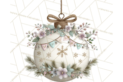 Pastel Christmas Ornaments Watercolor PNG Product Image 2