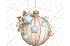 Pastel Christmas Ornaments Watercolor PNG Product Image 4