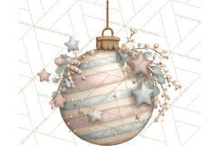 Pastel Christmas Ornaments Watercolor PNG Product Image 5