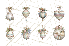 Pastel Christmas Ornaments Watercolor PNG Product Image 3