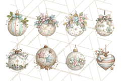 Pastel Christmas Ornaments Watercolor PNG Product Image 8