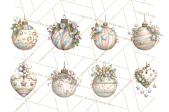 Pastel Christmas Ornaments Watercolor PNG Product Image 5
