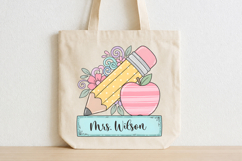 Pastel Pencil &amp; Apple Teacher Name Plate PNG Product Image 4
