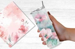 Pastel Pink Watercolor Flowers Seamless Digital Paper Bundle Product Image 8