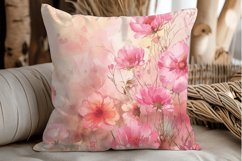 Pastel Pink Watercolor Flowers Seamless Digital Paper Bundle Product Image 4