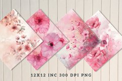 Pastel Pink Watercolor Flowers Seamless Digital Paper Bundle Product Image 5