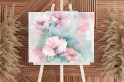 Pastel Pink Watercolor Flowers Seamless Digital Paper Bundle Product Image 6