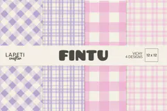 Four pastel digital papers with pink and purple plaid, gingham and argyle patterns