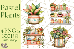 Houseplant Clipart PNG, Pastel Potted Icons Product Image 1