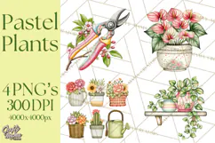 Houseplant Clipart PNG, Pastel Potted Icons Product Image 1