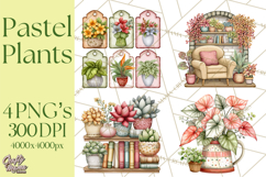 Houseplant Clipart PNG, Pastel Potted Icons Product Image 1
