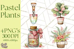 Houseplant Clipart PNG, Pastel Potted Icons Product Image 1