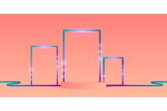 Pastel podium stage with neon light decoration design bg Product Image 1
