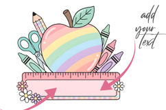 Pastel Rainbow Apple School Name Plate PNG Product Image 2