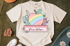 Pastel Rainbow Apple School Name Plate PNG Product Image 3