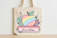 Pastel Rainbow Apple School Name Plate PNG Product Image 4