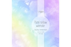 Pastel rainbow watercolor digital paper - 14 designs Product Image 10