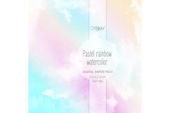 Pastel rainbow watercolor digital paper - 14 designs Product Image 4