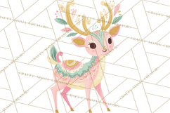 Pastel Reindeer PNG, Mid Century Christmas Clipart Product Image 2