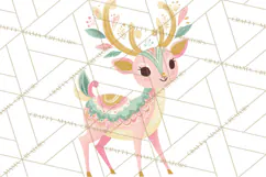 Pastel Reindeer PNG, Mid Century Christmas Clipart Product Image 2