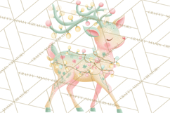 Pastel Reindeer PNG, Mid Century Christmas Clipart Product Image 3