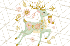 Pastel Reindeer PNG, Mid Century Christmas Clipart Product Image 4