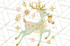 Pastel Reindeer PNG, Mid Century Christmas Clipart Product Image 4