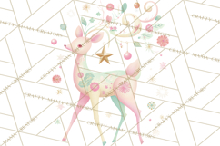 Pastel Reindeer PNG, Mid Century Christmas Clipart Product Image 5