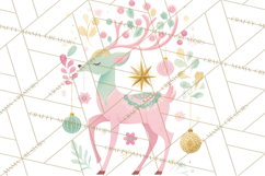 Pastel Reindeer PNG, Mid Century Christmas Clipart Product Image 2