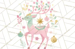 Pastel Reindeer PNG, Mid Century Christmas Clipart Product Image 2