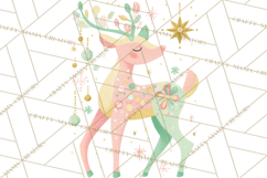Pastel Reindeer PNG, Mid Century Christmas Clipart Product Image 3