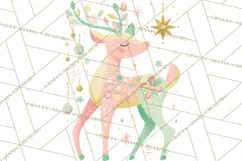 Pastel Reindeer PNG, Mid Century Christmas Clipart Product Image 3